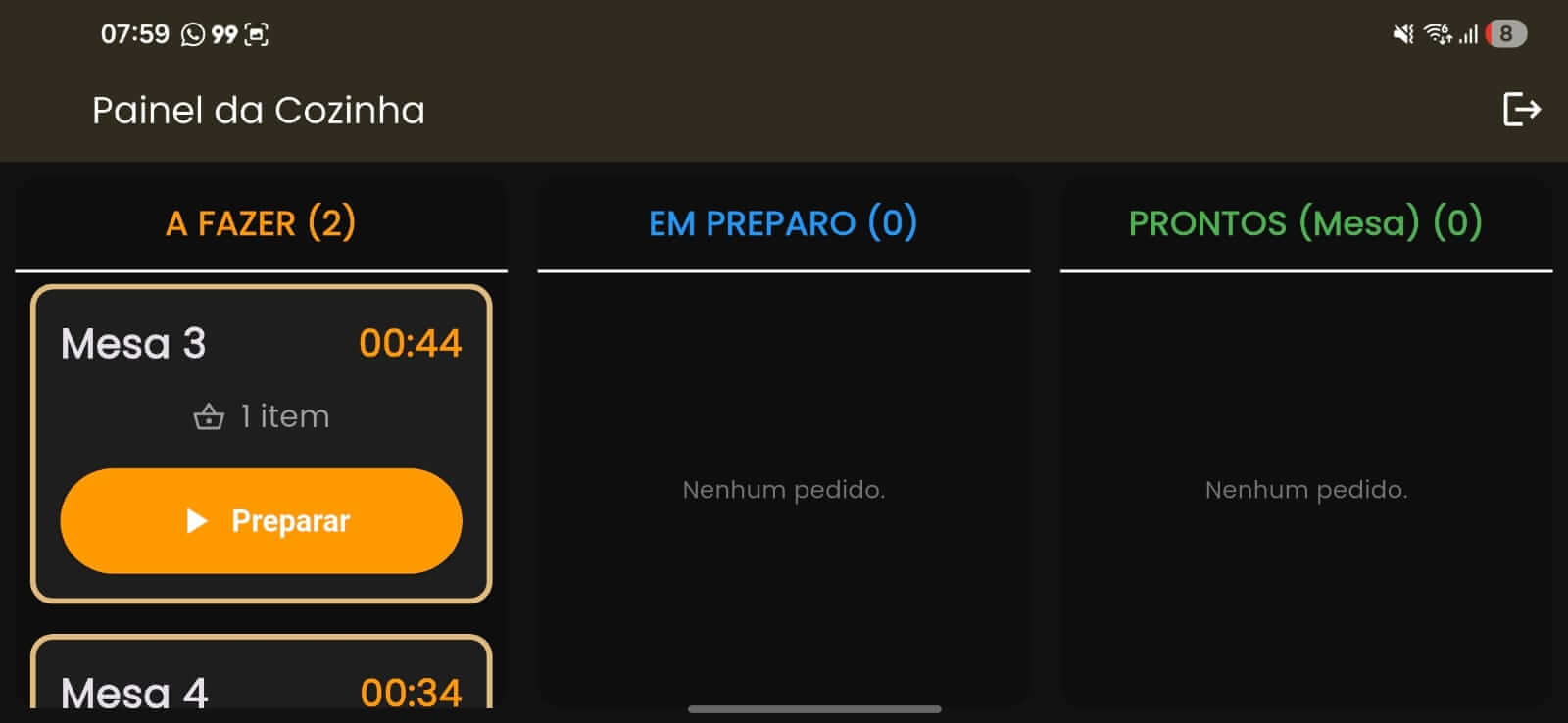 Fila de pedidos na cozinha