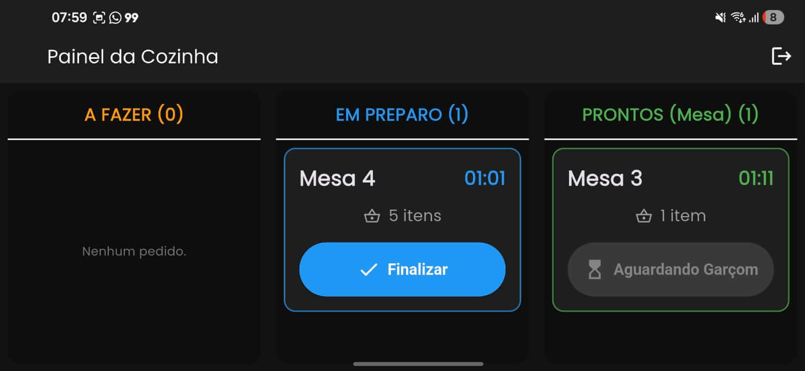 Preparo do pedido