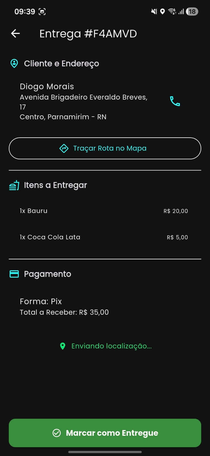 Confirmação de entrega